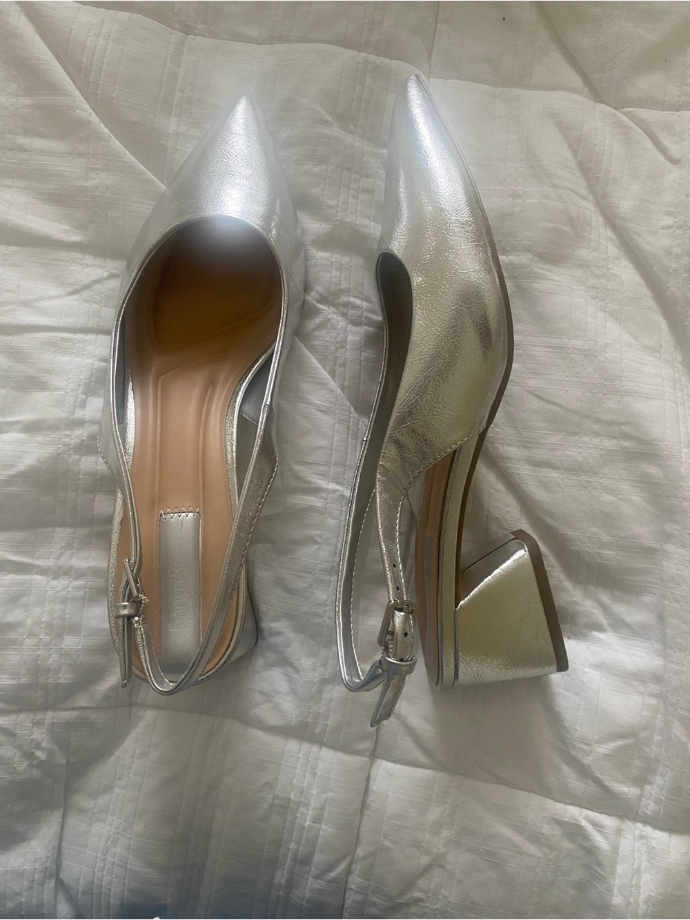 Metallic Silver Pointed Toe Slingback Pumps - Women LifeStride size 10 - Picture 6 of 7